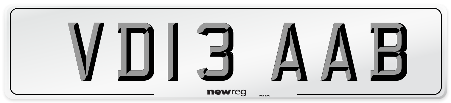 VD13 AAB Number Plate from New Reg